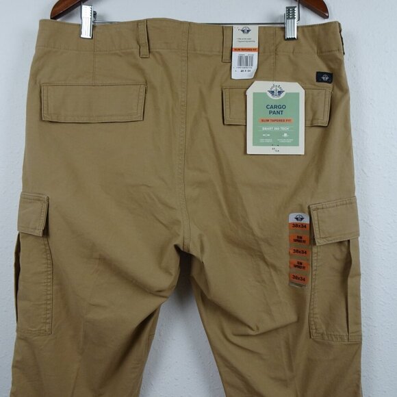 Dockers Slim Fit Cargo Pants Men's Size 38x34 Brown Tapered Performance Wicking - Picture 5 of 9